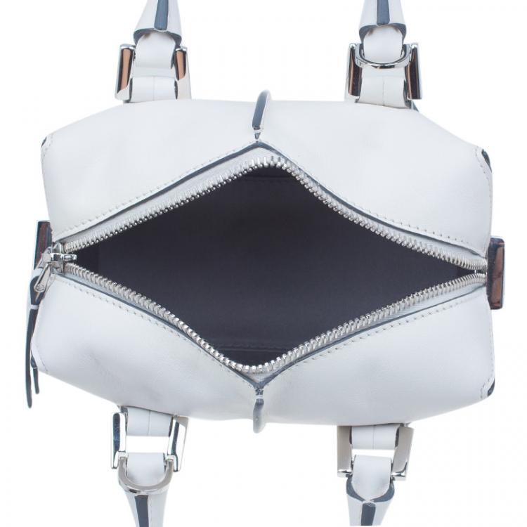 Pre Owned Tod's White Leather Micro D-Cube Bowler Bag