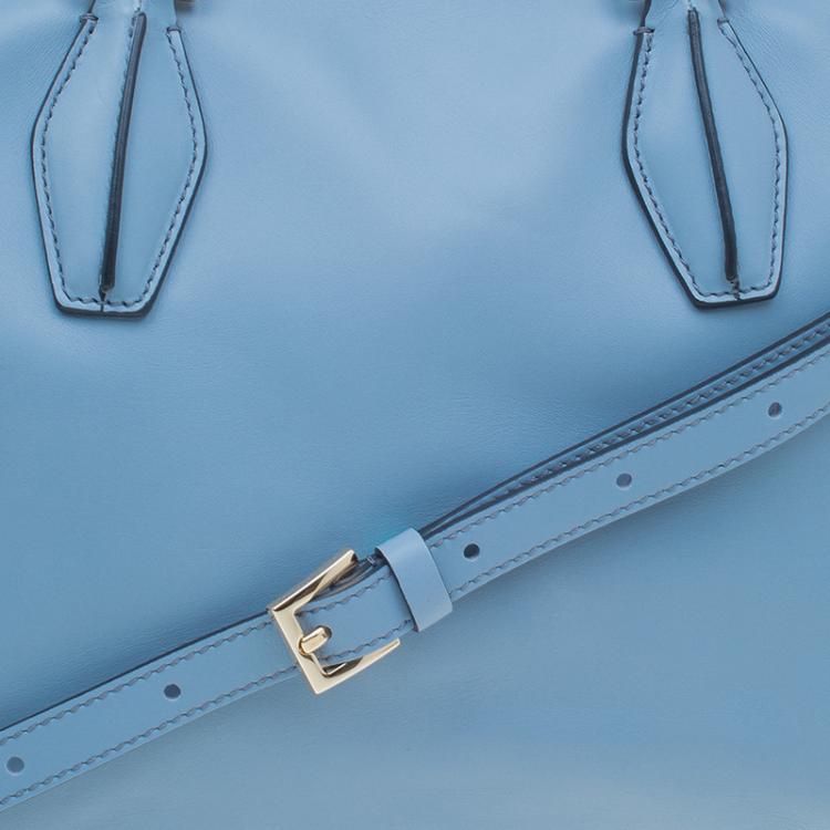 Pre Owned Tod's Carolina Blue/Green Leather Small CC Zip Tote Bag