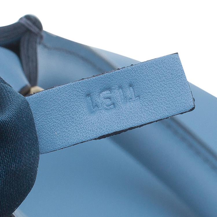 Pre Owned Tod's Carolina Blue/Green Leather Small CC Zip Tote Bag