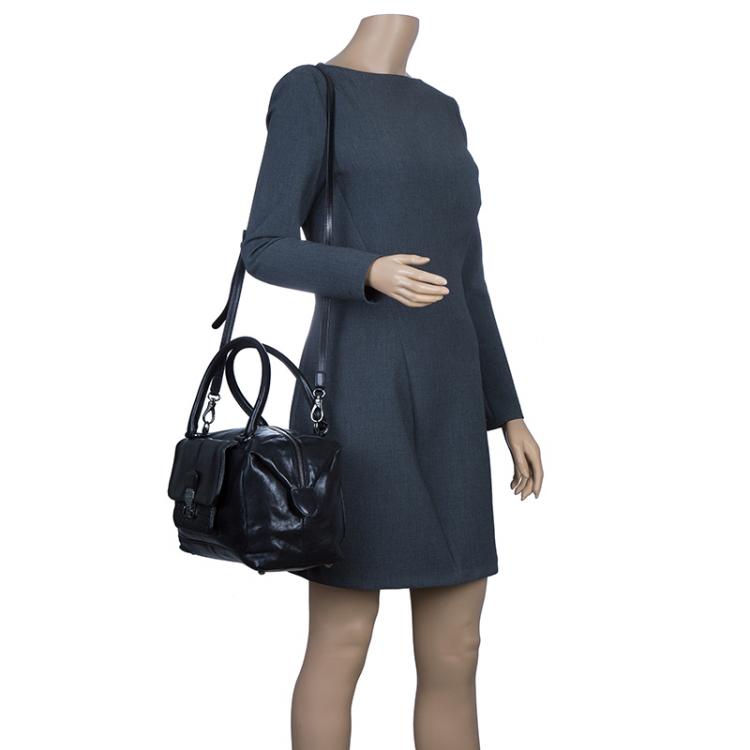 Pre Owned Tod's Black Leather Signature Bauletto Bag