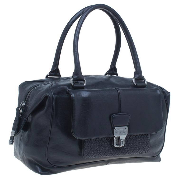 Pre Owned Tod's Black Leather Signature Bauletto Bag