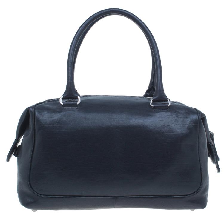 Pre Owned Tod's Black Leather Signature Bauletto Bag