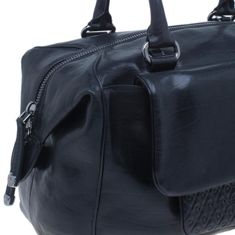 Pre Owned Tod's Black Leather Signature Bauletto Bag