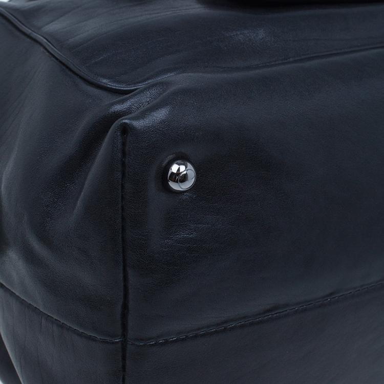 Pre Owned Tod's Black Leather Signature Bauletto Bag