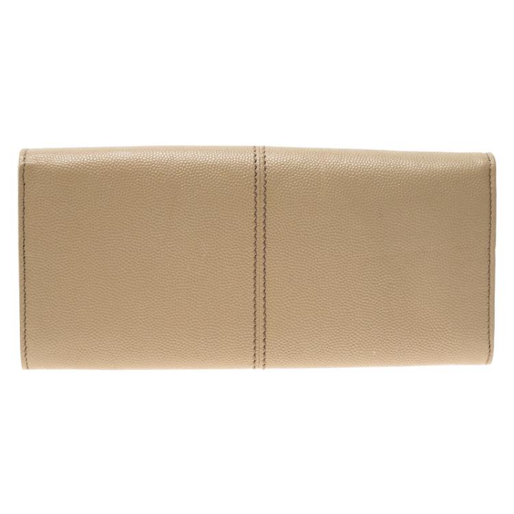 Pre Owned Tod's Beige Leather Continental Flap Wallet 
