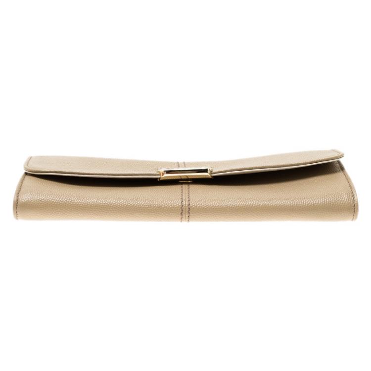 Pre Owned Tod's Beige Leather Continental Flap Wallet 