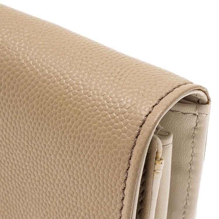 Pre Owned Tod's Beige Leather Continental Flap Wallet 