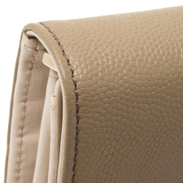 Pre Owned Tod's Beige Leather Continental Flap Wallet 