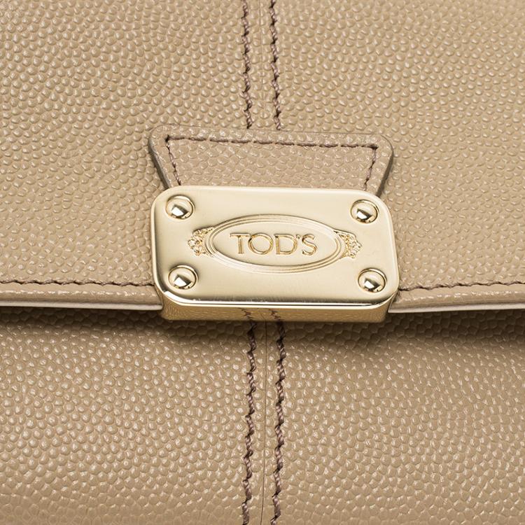 Pre Owned Tod's Beige Leather Continental Flap Wallet 