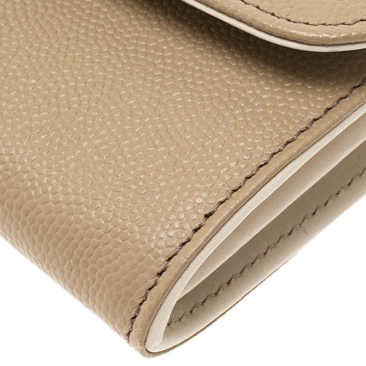 Pre Owned Tod's Beige Leather Continental Flap Wallet 