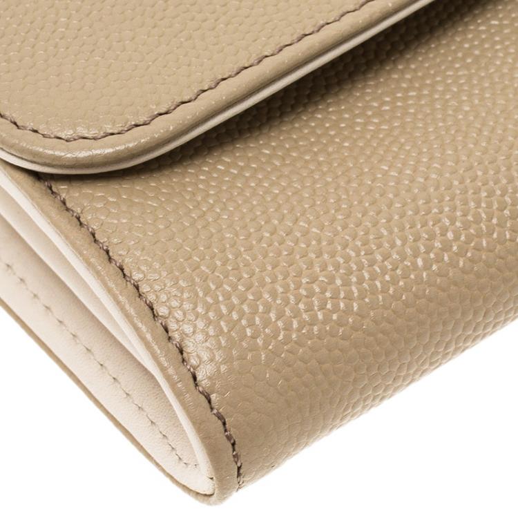 Pre Owned Tod's Beige Leather Continental Flap Wallet 