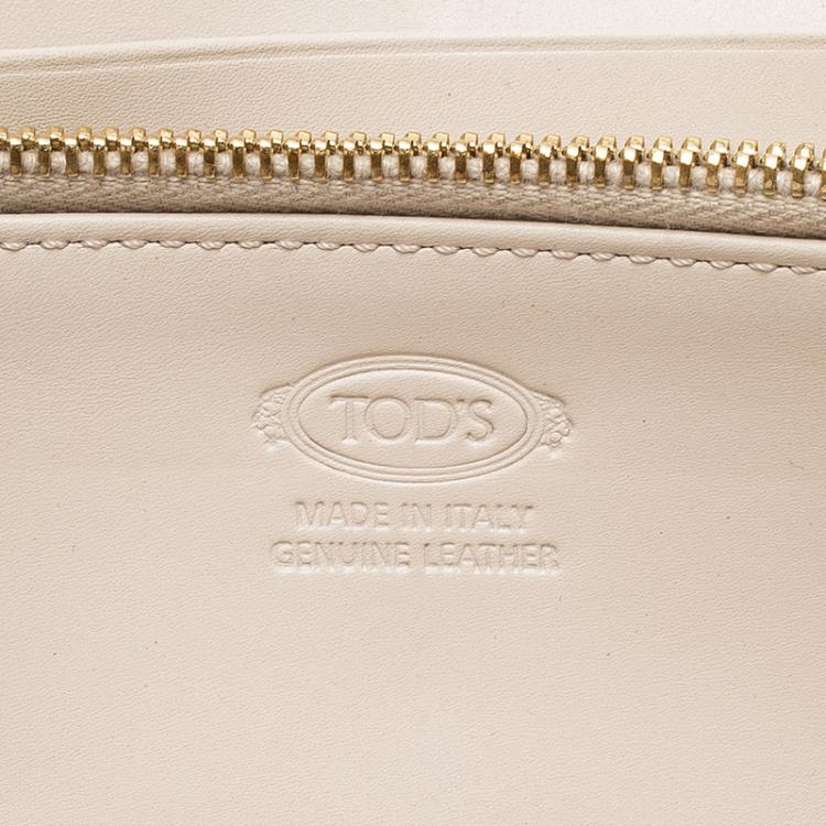 Pre Owned Tod's Beige Leather Continental Flap Wallet 