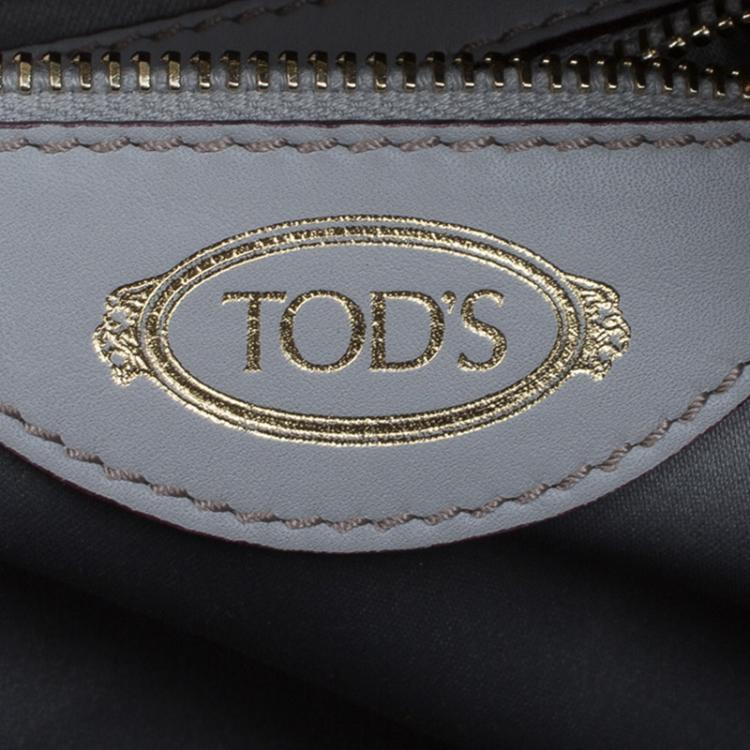 Pre Owned Tod's Grey/Red Leather and Suede Small D-Cube Bowler Bag