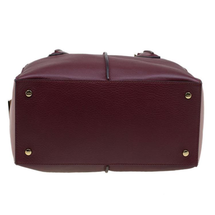 Pre Owned Tod's Burgundy/Pink Leather Small D-Cube Bowler Bag