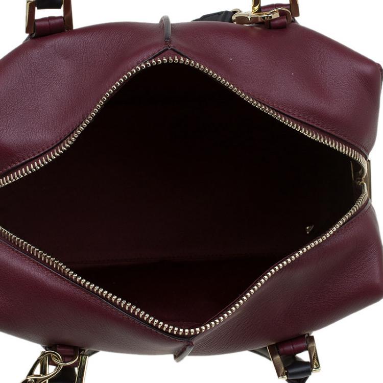 Pre Owned Tod's Burgundy/Pink Leather Small D-Cube Bowler Bag