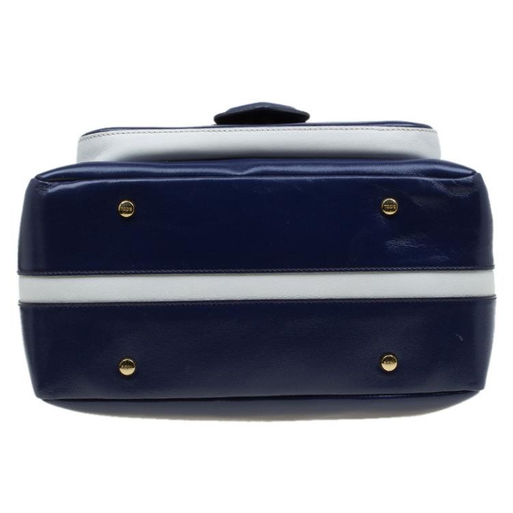 Pre Owned Tod's Navy Blue Glossy Leather Small Military Bowler Bag