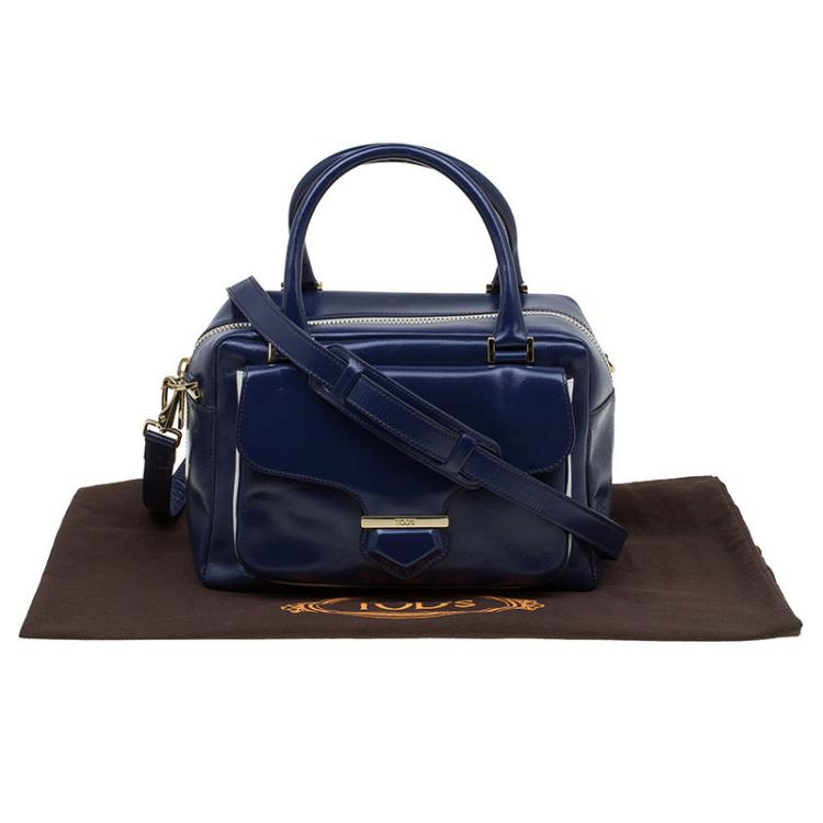 Pre Owned Tod's Navy Blue Glossy Leather Small Military Bowler Bag