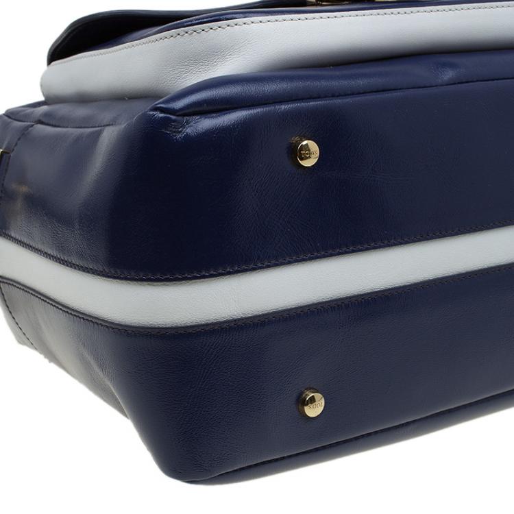 Pre Owned Tod's Navy Blue Glossy Leather Small Military Bowler Bag