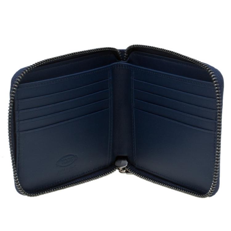 Pre Owned Tod's Two Tone Leather Zip-Around Compact Wallet