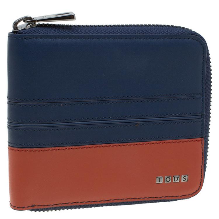 Pre Owned Tod's Two Tone Leather Zip-Around Compact Wallet