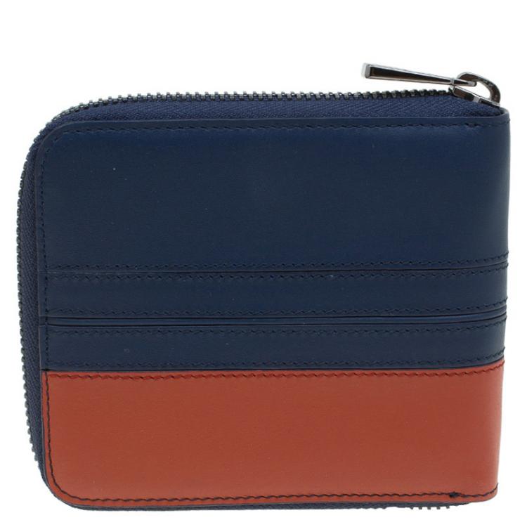 Pre Owned Tod's Two Tone Leather Zip-Around Compact Wallet