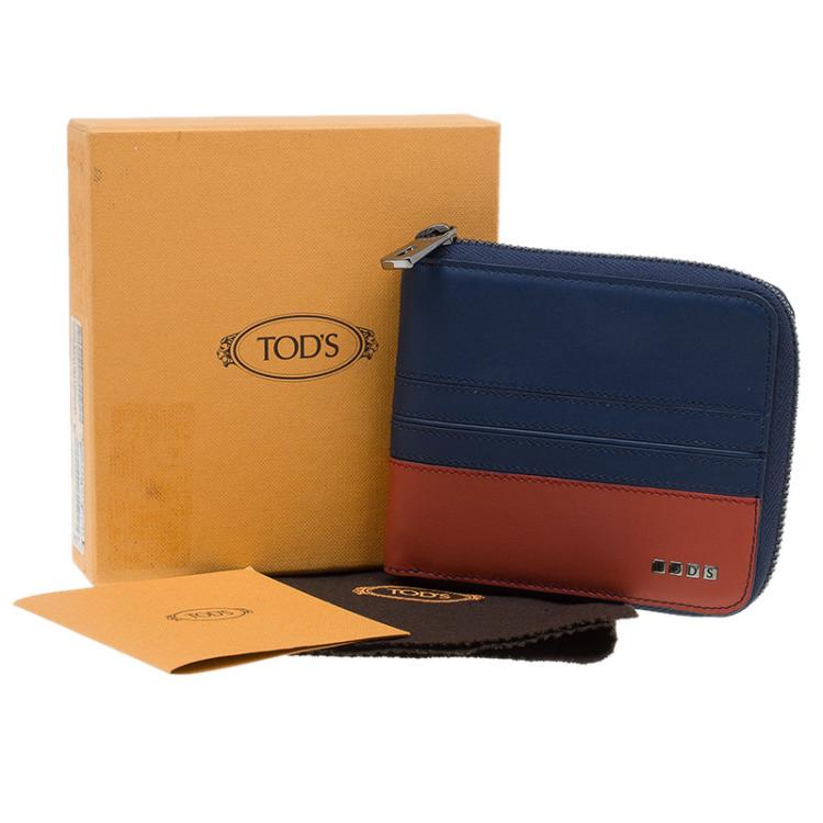 Pre Owned Tod's Two Tone Leather Zip-Around Compact Wallet