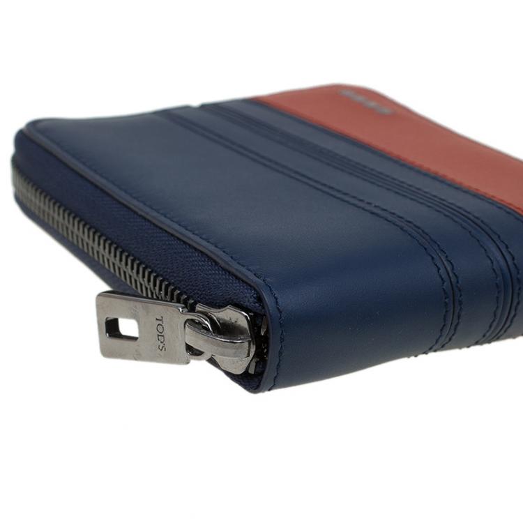 Pre Owned Tod's Two Tone Leather Zip-Around Compact Wallet