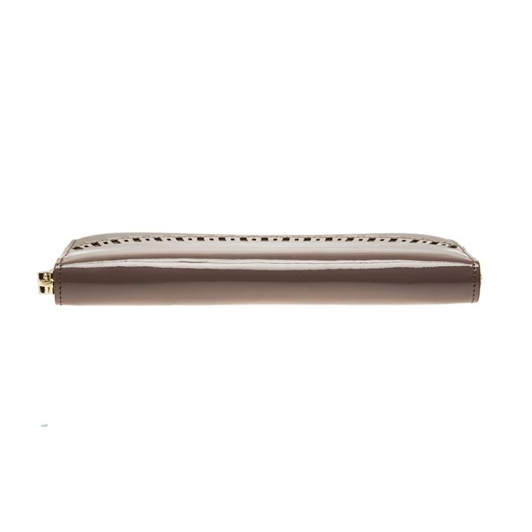 Pre Owned Tod's Grey/Cedar Leather Zip Around Wallet