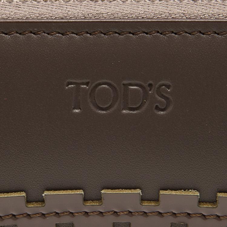 Pre Owned Tod's Grey/Cedar Leather Zip Around Wallet
