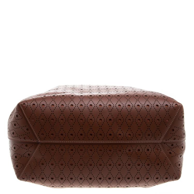 Pre Owned Tod's Brown Perforated Leather Shopping Tote