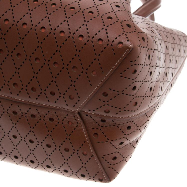 Pre Owned Tod's Brown Perforated Leather Shopping Tote