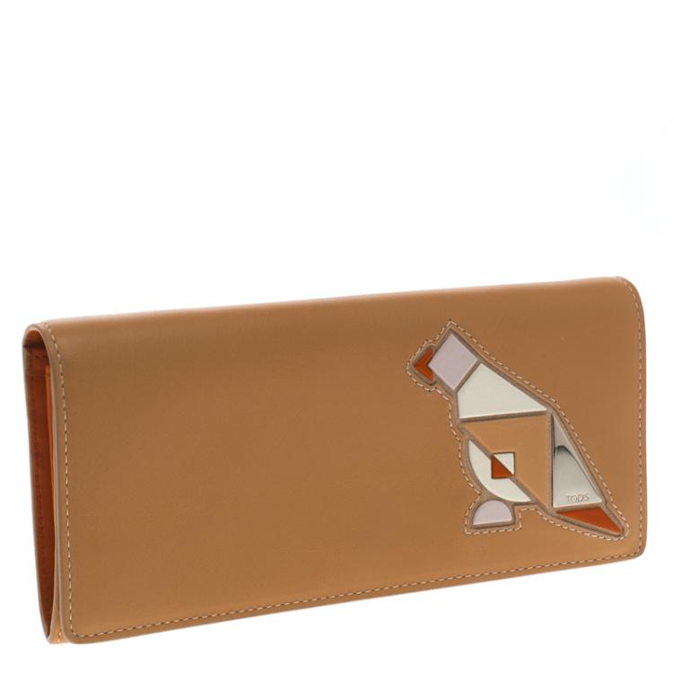 Pre Owned Tod's Beige Leather Radar Detail Long Wallet