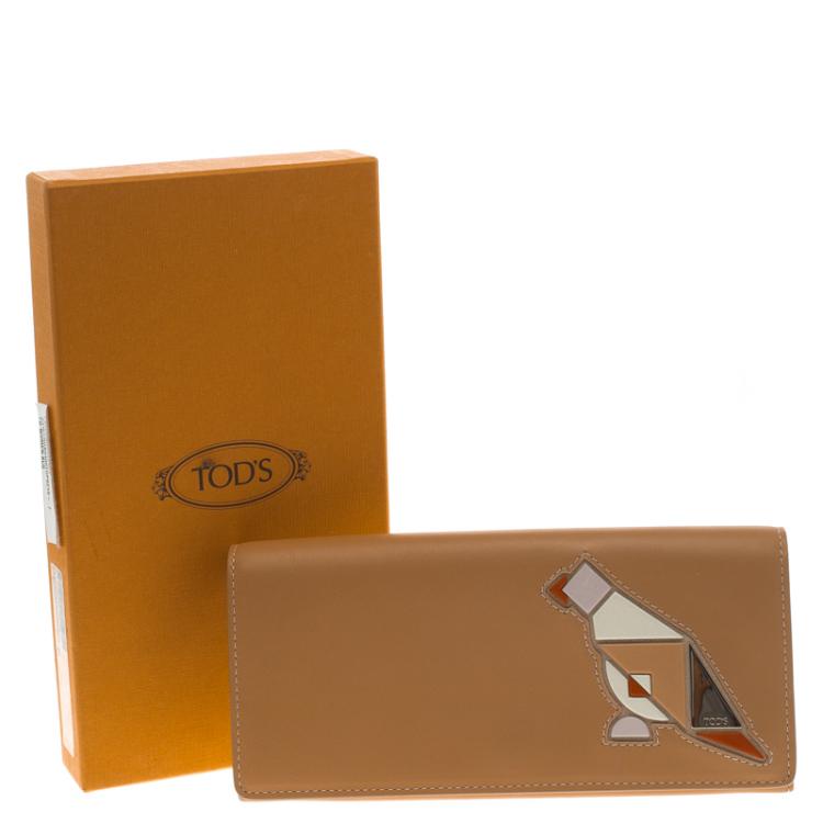 Pre Owned Tod's Beige Leather Radar Detail Long Wallet