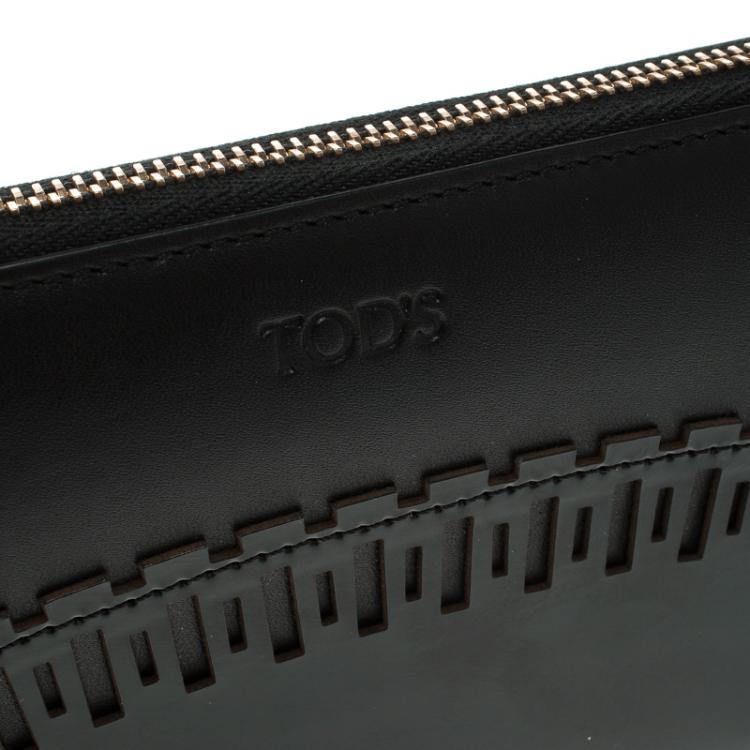 Pre Owned Tod's Black Leather Zip Around Wallet