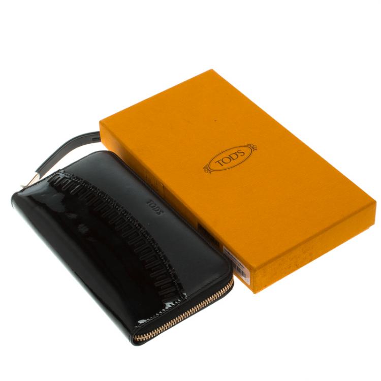Pre Owned Tod's Black Leather Zip Around Wallet