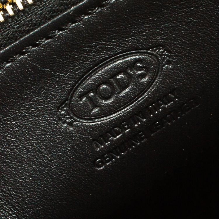Pre Owned Tod's Black Patent Leather Zip Around Continental Wallet