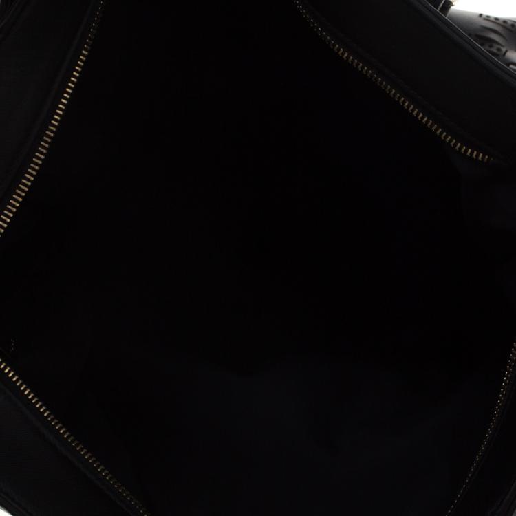 Pre Owned Tod's Black Leather Shopping Zip Tote