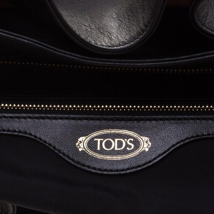 Pre Owned Tod's Black Leather Shopping Zip Tote