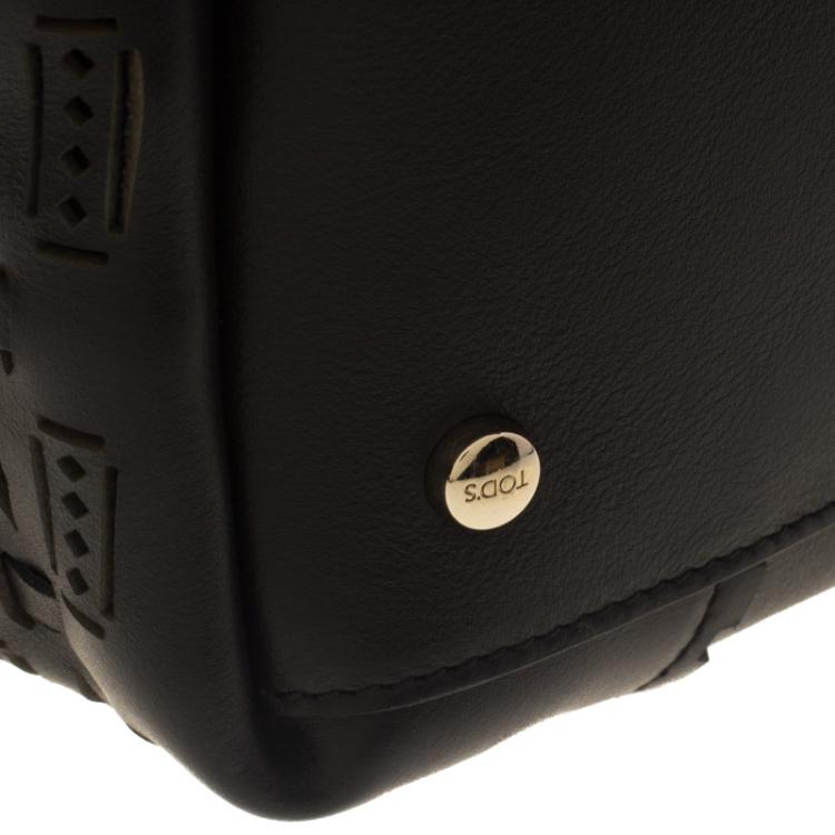 Pre Owned Tod's Black Leather Shopping Zip Tote