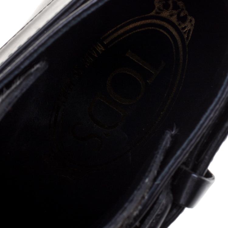 Pre Owned Tod's Black Leather and Zebra Print Hair On Ankle Boots Size 37