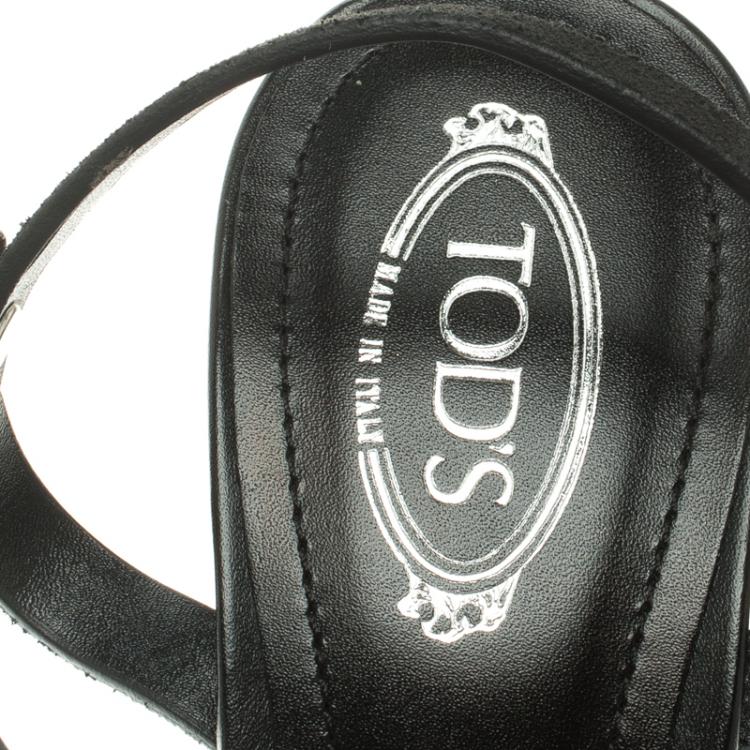 Pre Owned Tod's Black Suede Ankle Strap Sandals Size 35