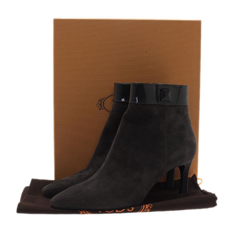 Pre Owned Tod's Grey Suede Ankle Booties Size 39