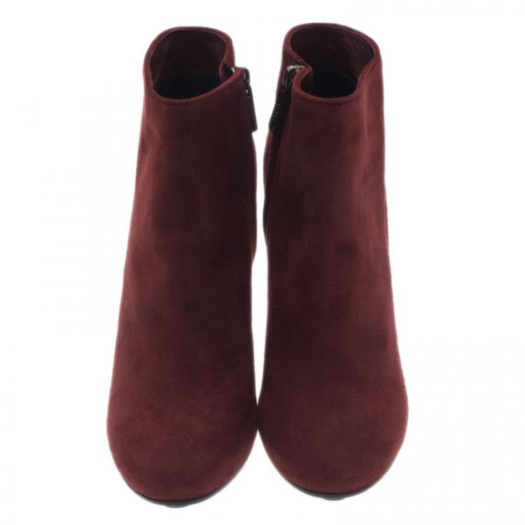 Pre Owned Tod's Burgundy Suede Ankle Booties Size 39