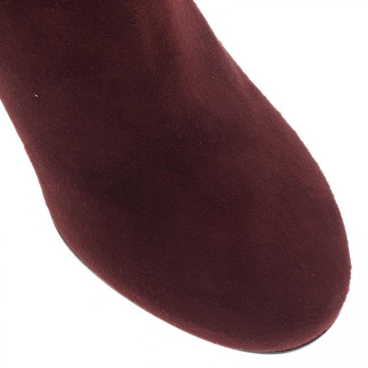 Pre Owned Tod's Burgundy Suede Ankle Booties Size 39