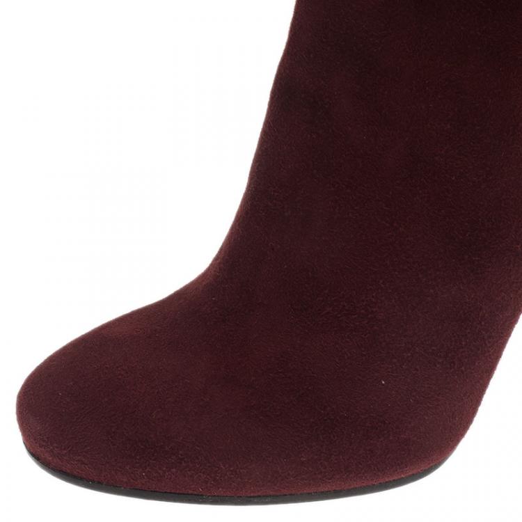 Pre Owned Tod's Burgundy Suede Ankle Booties Size 39