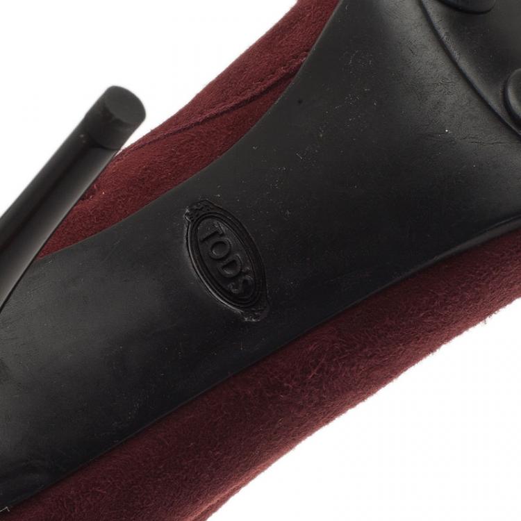 Pre Owned Tod's Burgundy Suede Ankle Booties Size 39