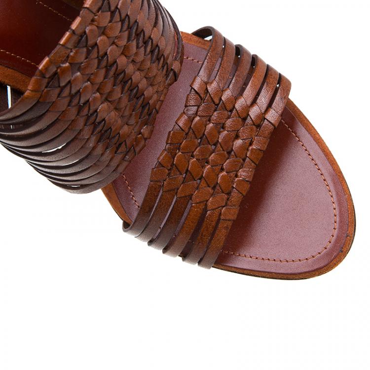 Pre Owned Tod's Brown Leather Strappy Mules Size 38