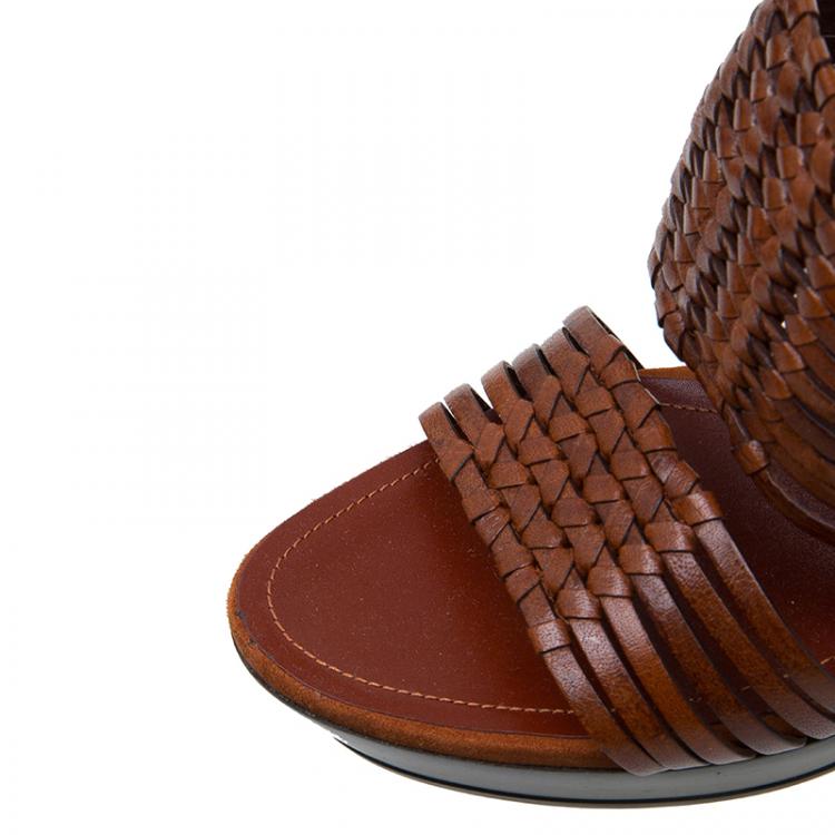 Pre Owned Tod's Brown Leather Strappy Mules Size 38