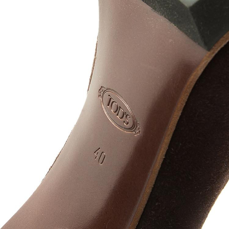 Pre Owned Tod's Dark Brown Suede Loafer Pumps Size 40 