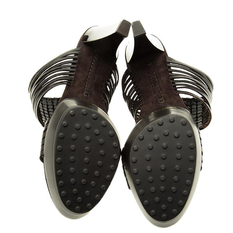 Pre Owned Tod's Brown Leather Strappy Sandals Size 40 